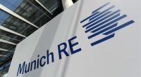 Munich Re logo on a sign