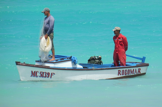 two fishermen on a boat
