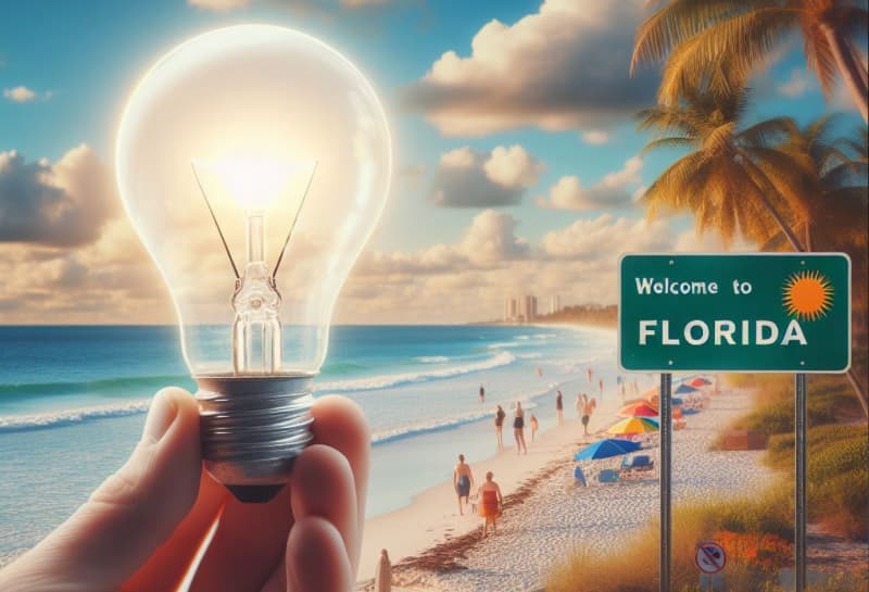 Welcome to Florida with a lit blub 